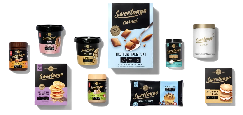 מארז ״נעים להכיר״ 11 מוצרים בגודל מלא דגני בוקר סוויטאנגו אייס קפה אבקת שוקו חלווה פיסטוק ממרח ממרח קקאו סוכר הדור הבא סוויטאנגו גולד שוקולד צ׳יפס